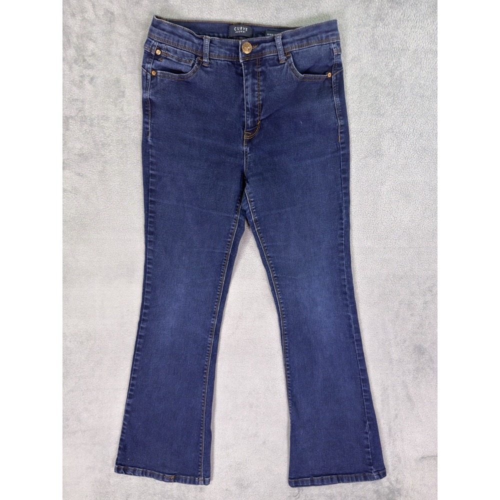 Curve Appeal Jeans Womens 8/29 Blue Dark Wash High Rise Flare Stretch Denim
